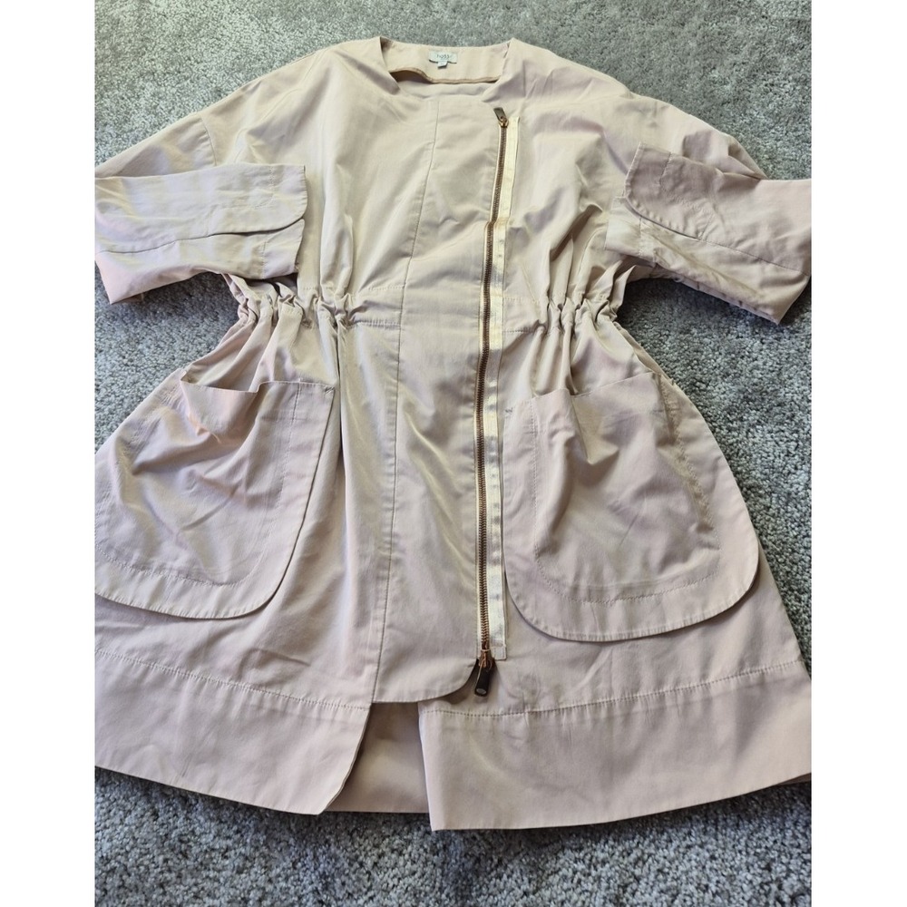 Hoss Intropia‎ nude blush zip up shacket, size 36 side pockets Cinched waist